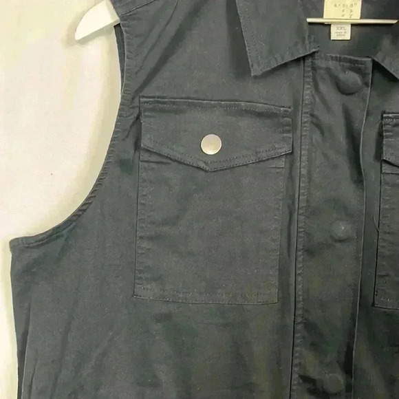 a new day Womens Vest/Blouse Black XXL Full Zip/Snaps Flap Pockets Sleeveless - Picture 3 of 14